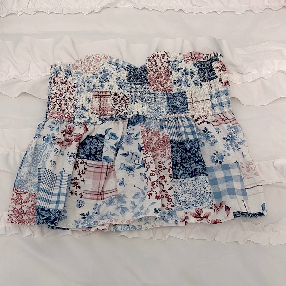 American Eagle smocked patchwork tube top. Size Medium